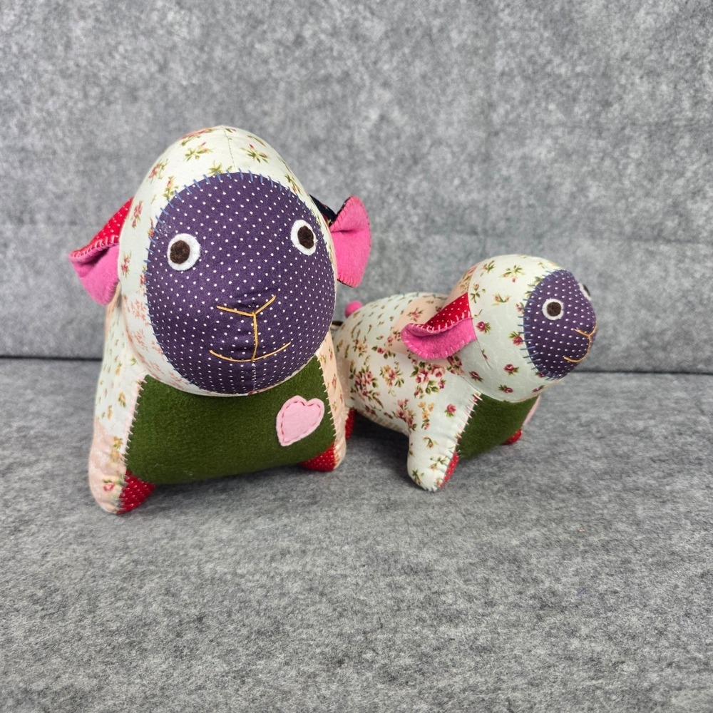 Nook Nook Sheep Decor Set Multicolor Patchwork Handcrafted NWT 2pc